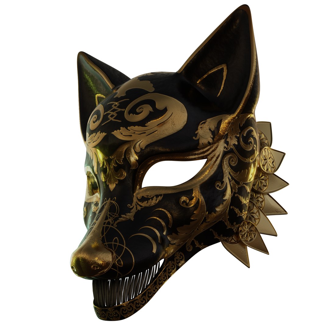 Gold Kitsune Mask 3D Model - TurboSquid 2122287