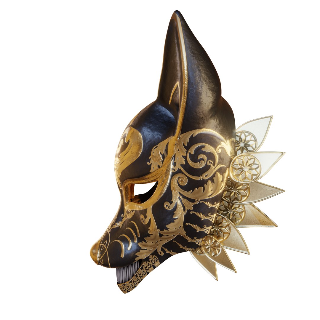 Gold Kitsune Mask 3D Model - TurboSquid 2122287