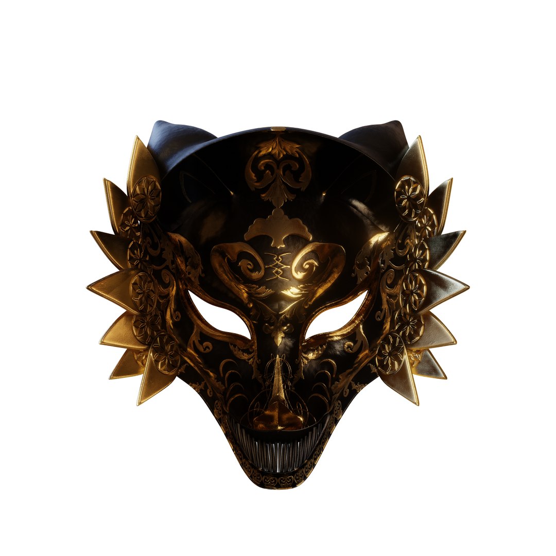 Gold Kitsune Mask 3D Model - TurboSquid 2122287