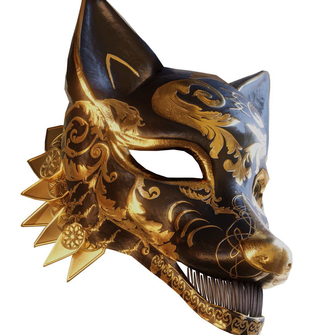 Gold Kitsune Mask 3D Model - TurboSquid 2122287