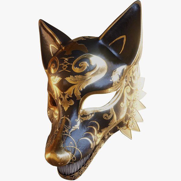 Gold Kitsune Mask 3D model