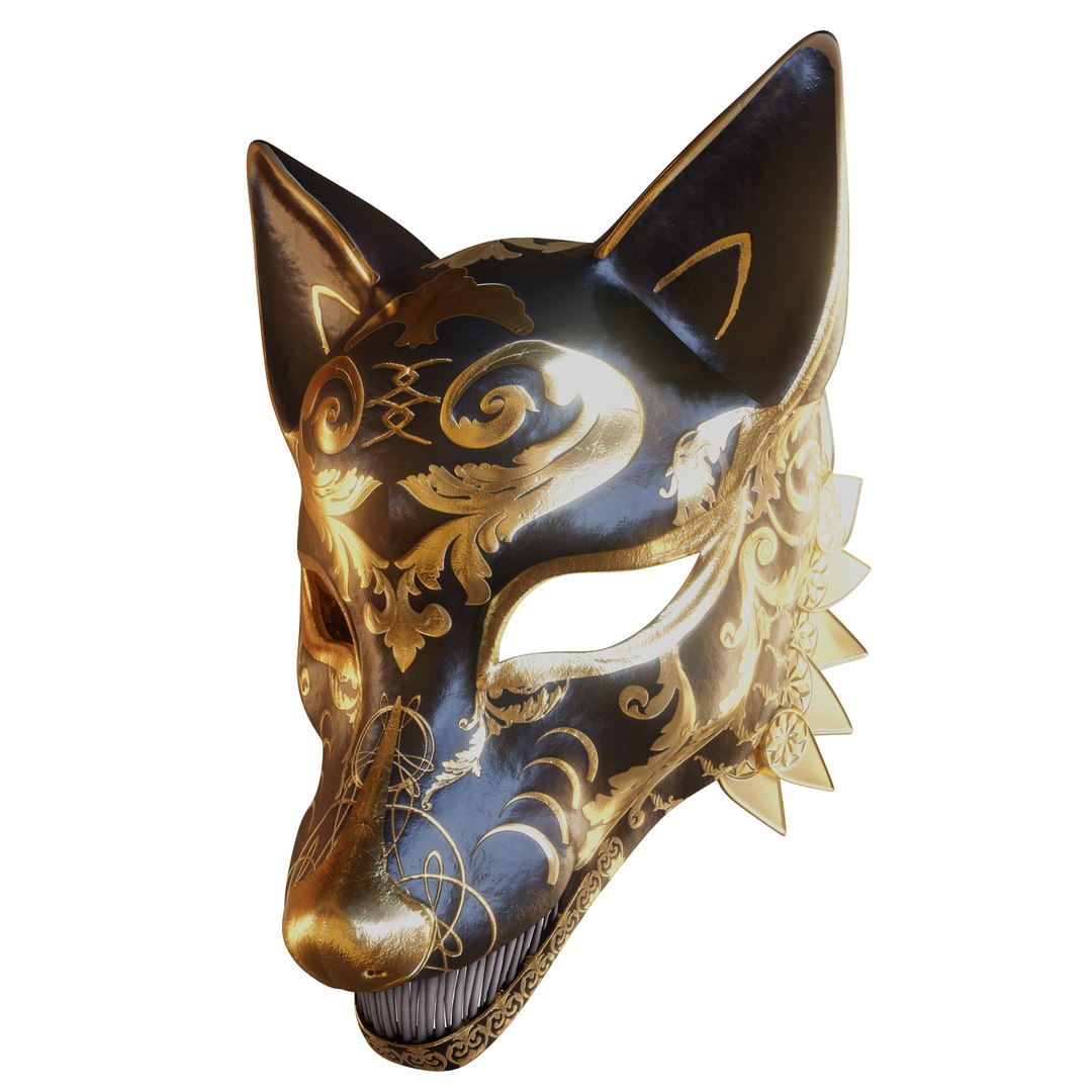 Gold Kitsune Mask 3D Model - TurboSquid 2122287