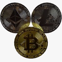 Cryptocurrency collection Bitcoin Litecoin Ethereum