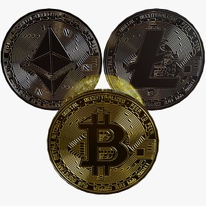 Cryptocurrency collection Bitcoin Litecoin Ethereum