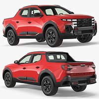 Car Hyundai Santa Cruz Pickup Red Simplified
