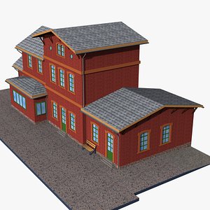 railroad - railway station building in german style model