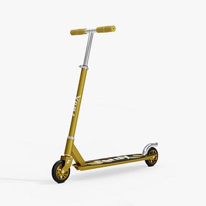 Sporty kick scooter with metallic rims in gold color