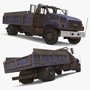 GMC TopKick Cargo Platform Truck with Wood Sides Blue Old