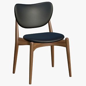 3D Wooden Dining Chair Leather model