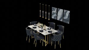 Furniture Kitchen table Set 3D