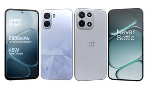 OPPO K14x 5G Blue And OnePlus Turbo 6 Silver 3D