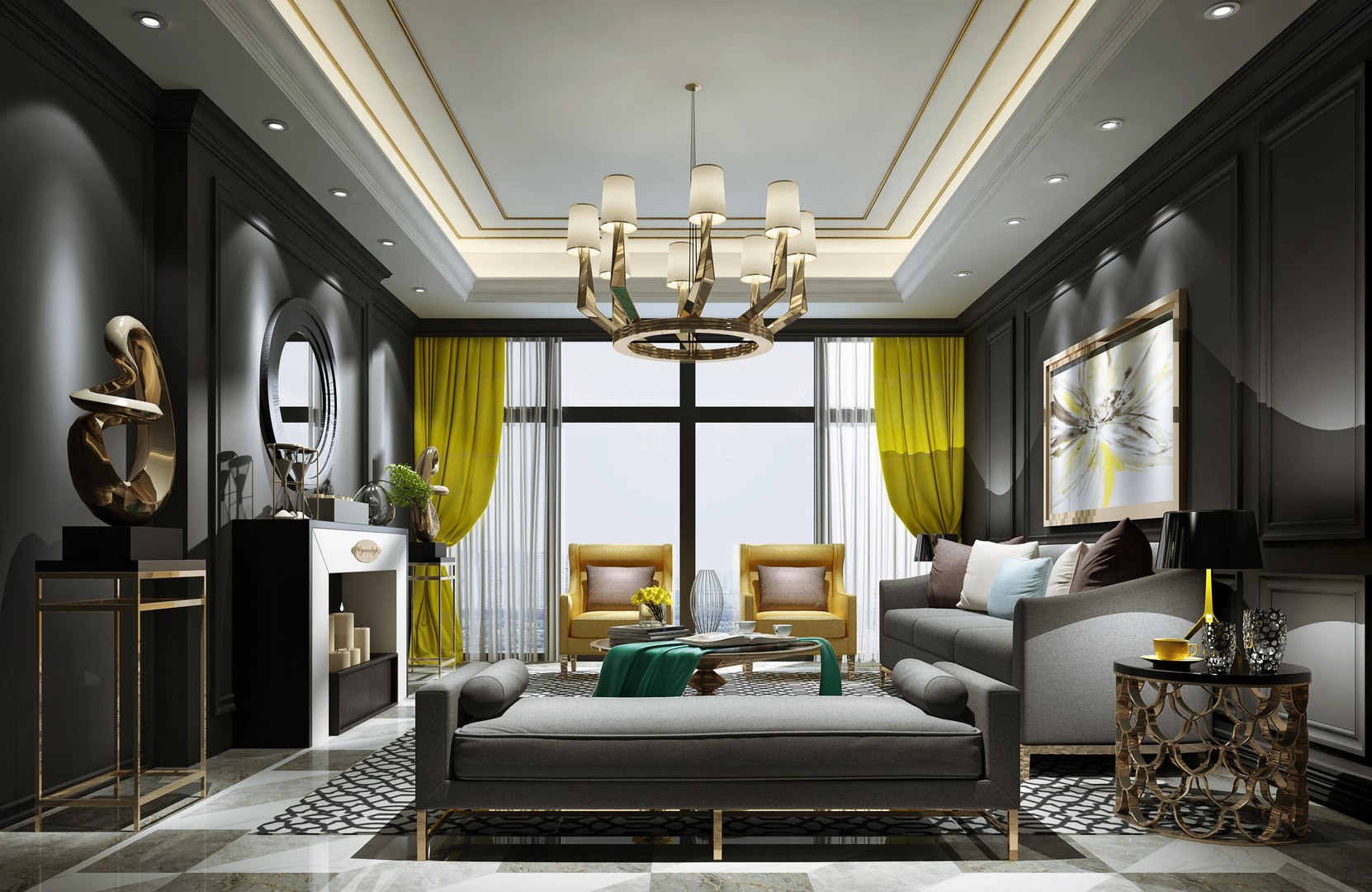 3D Post Modern Living Room - TurboSquid 2024798