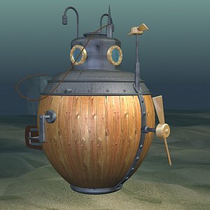 turtle submarine 1775 3d model