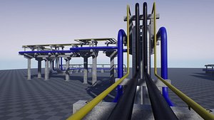 Modular Industrial Pipe Concrete Trestle UE4 UNITY