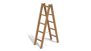 Low Poly Cartoon Wooden Ladder 3D model