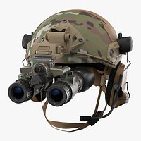 Military Ballistic Helmet with NVG Binocular Camo Used