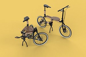 3D WOODEN RATTAN FOLDING BIKE BICYCLE FOLDABLE TO CHAIR