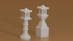 3D Japanese Stone Lantern