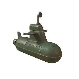 3D old little submarine