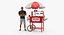 3D hot dog cart vendor model