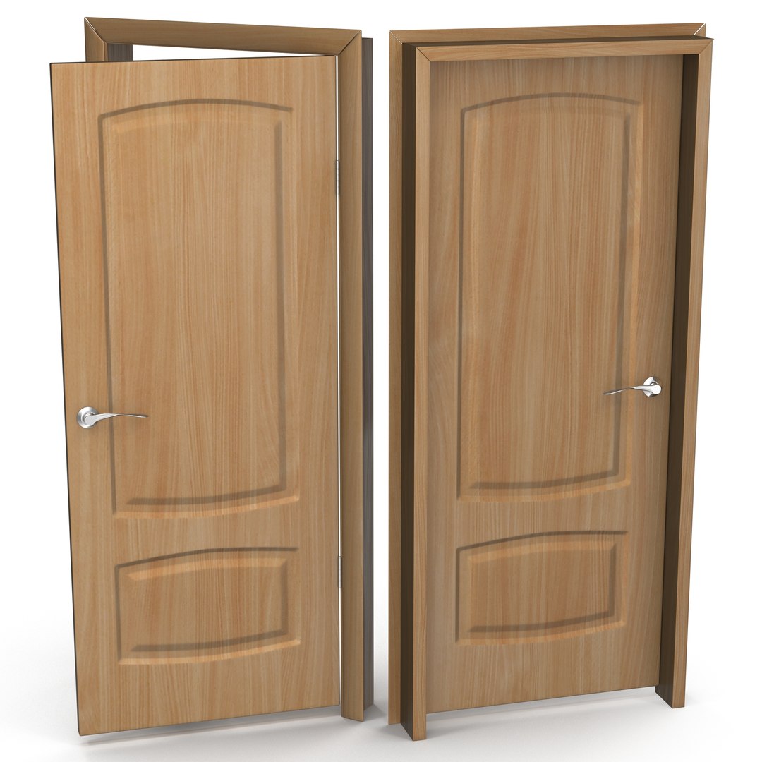Solid Wooden Door 3D Model 3D model preview
