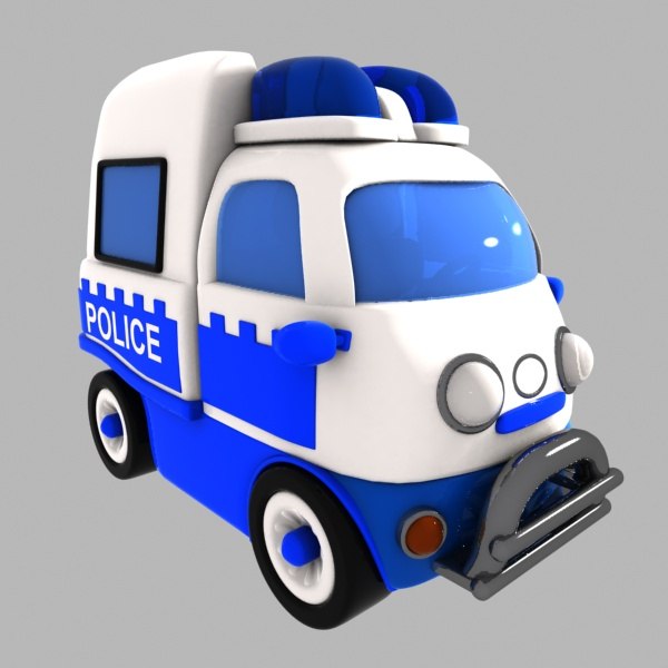 police car toon 3d 3ds