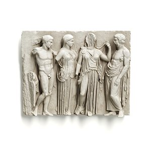 3D Greek Attic relief wall panel