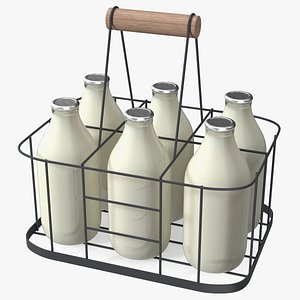 Whole Milk Bottles with Foil Top in Carrying Case model