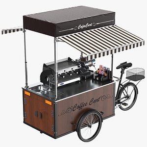 3D Detailed Pedaled Coffee Cart model