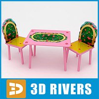 Kids table with chairs 04 by 3DRivers
