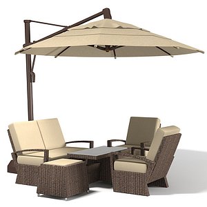 Coral coast Sunbrella sun umbrella with tilt big rattan wicker outdoor furniture set
