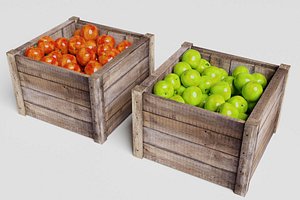 3D crate box apples market model