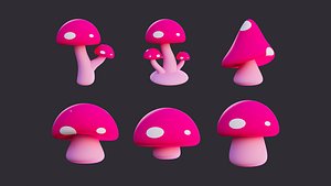 Low Poly Stylized Mushroom Collection model