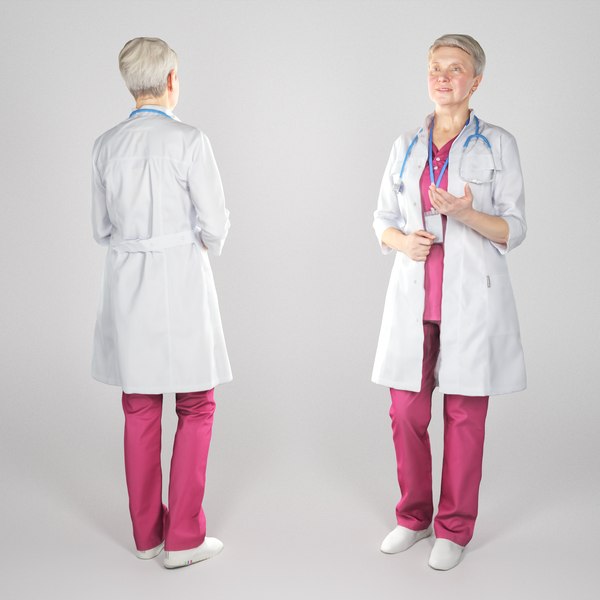 adult woman uniform surgical 3D model