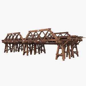Wooden railway bridge 3D model