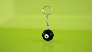 Billiard Pool Ball-8 Keychain 3D model