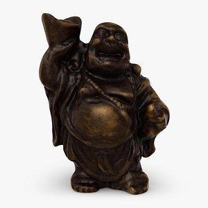 Wooden Laughing Buddha Statue