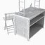 A Thatched Porter Bamboo 3 Piece Tiki Bar Set with Palapa Roof