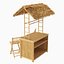 A Thatched Porter Bamboo 3 Piece Tiki Bar Set with Palapa Roof