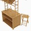 A Thatched Porter Bamboo 3 Piece Tiki Bar Set with Palapa Roof