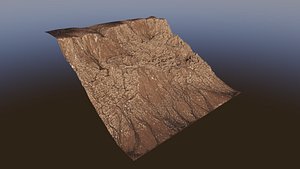 Mountainous gullies cliffs and steep peaks terrain model