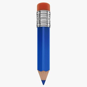 realistic blue pencil 3 3D model