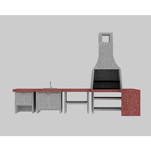 OUTDOOR KITCHEN WHIT BBQ 3D model