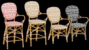 3D Amalfi Striped Bistro Chairs model