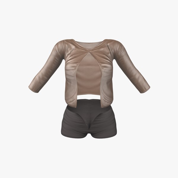 3D Open Front Sheer Shirt and Shorts