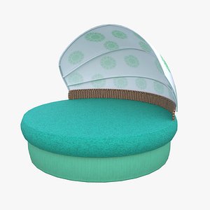 Modern Round Outdoor Daybed with Retractable Canopy 3D Model