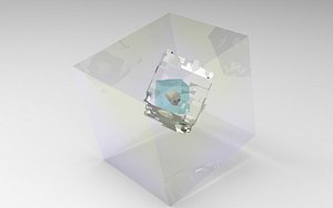 3D Skull hidden inside glass cubes model