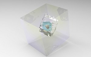 Skull hidden inside glass cubes