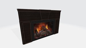 Fireplace with Fire 3D model