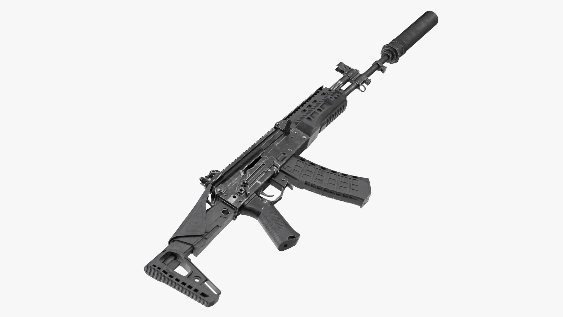 Shabby AK-12 Silenced Assault Weapon 3D model preview